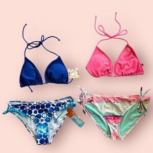 Y2K Baddie Triangle String Bikini Set Adjustable Size Medium Blue Pink Low Rise